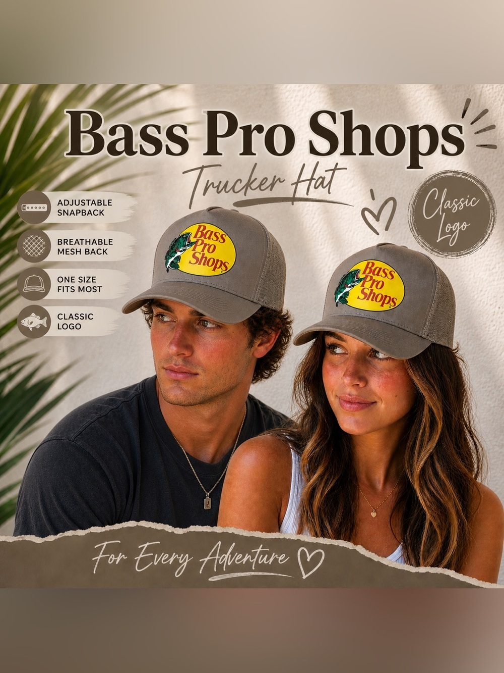 Bass Pro Shops Taupe Trucker Hat Snapback Unisex Mesh Cap OS